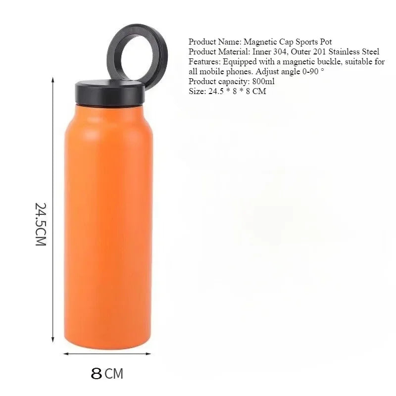 24oz Insulated MagSafe Water Bottle in Stainless Steel with Double Wall Design